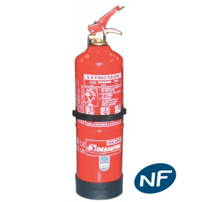 Extincteur Poudre ABC 2 Kg – Homologué 8A 34B – Support Mural Inclus – Pour Maison, Garage, Voiture – Sécurité Incendie