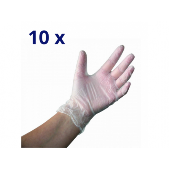 Gants vinyle non poudré - Lot de 10 boites de 100 gants