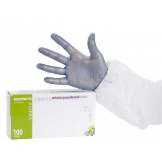 GANTS VINYLE BLEUS MICRO POUDRÉS