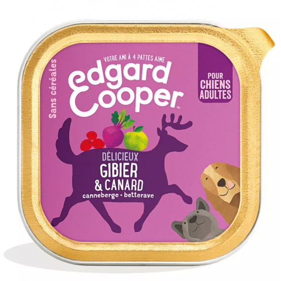 Barquette au gibier et canard sans céréales pour chien adulte - Edgard & Cooper