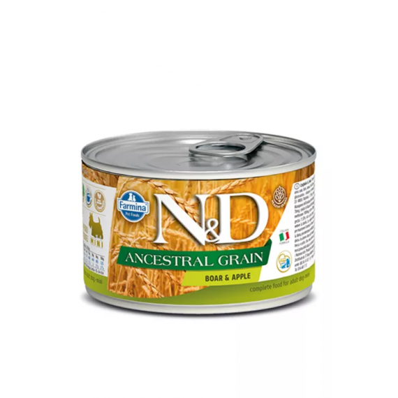 Boîte Ancestral Grain Sanglier & Pomme Chien Adulte Mini - Farmina