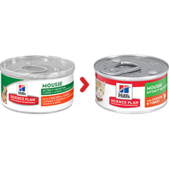 Boîtes Kitten 1ère nutrition Mousse Poulet & Dinde x 24 - Hill's Science Plan