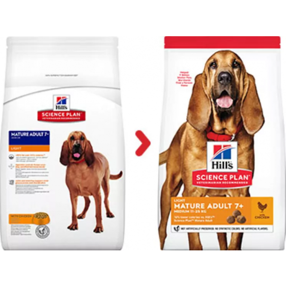 Canine Adult "Mature 7+ Light" Medium Poulet - Hill's Science Plan