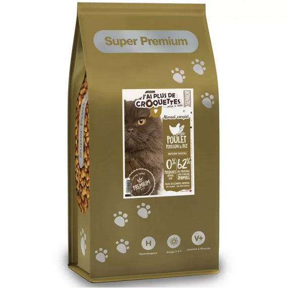 Chat senior - Recette "Poulet, poisson et riz" - J'ai plus de croquettes