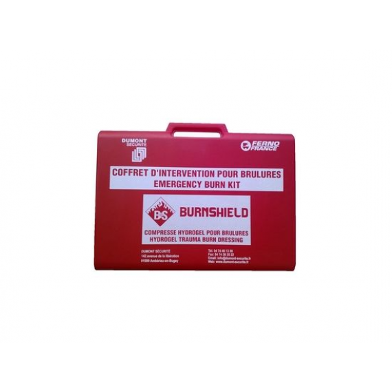 Trousse de secours ABS 44x32x10cm rouge pour risque brulure