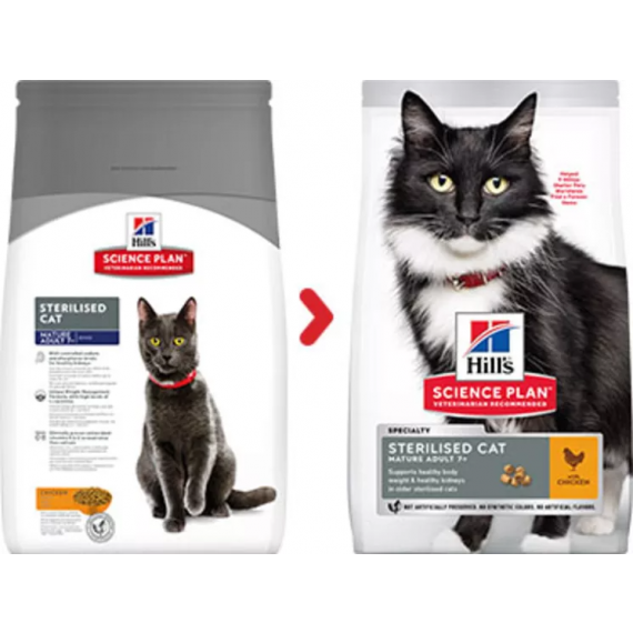Feline Mature Adult 7 + Sterilised Cat Poulet - Hill's Science Plan