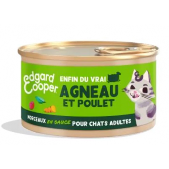 Morceaux en sauce pour chat à l'agneau et au poulet - Edgar & Cooper