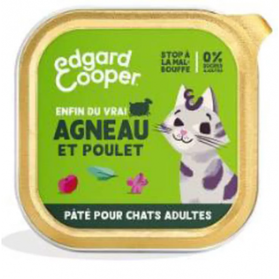 Pâté moelleuse pour chat à l'agneau et au poulet (85g) - Edgar & Cooper