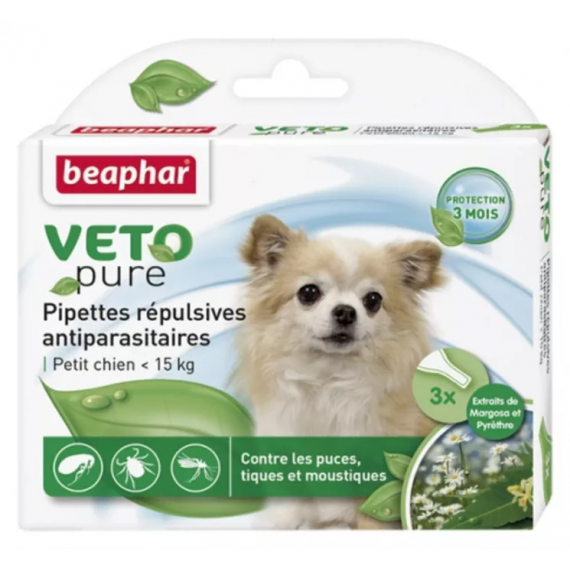 Pipettes Antiparasitaires Petit Chien VetoPure - de 15 kg" - Beaphar
