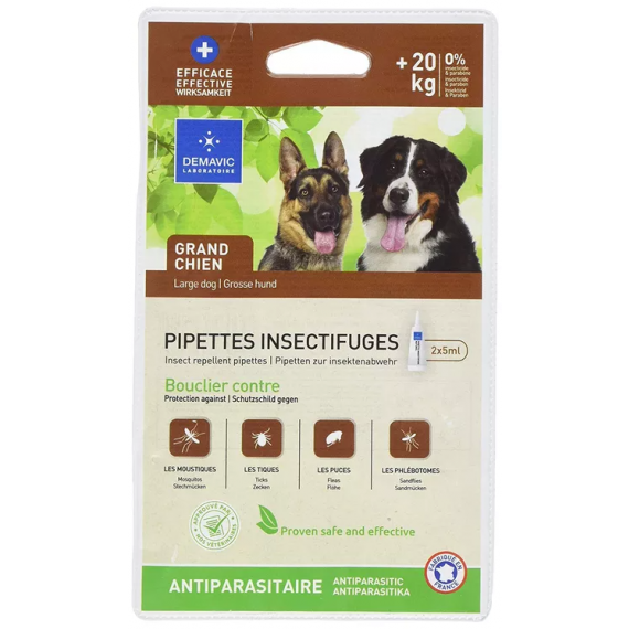 Pipettes insectifuges grand chien x2 - Demavic