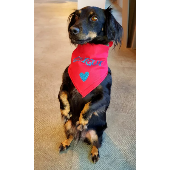 Bandana rouge avec sticker personnalisable