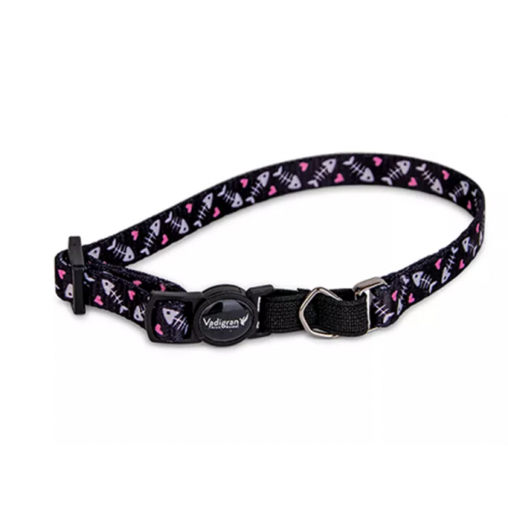 Collier chat poissons noir - Vadigran