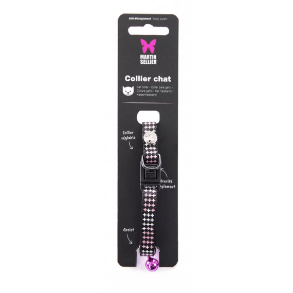 Collier pour chat "Croix" rose - Martin Sellier