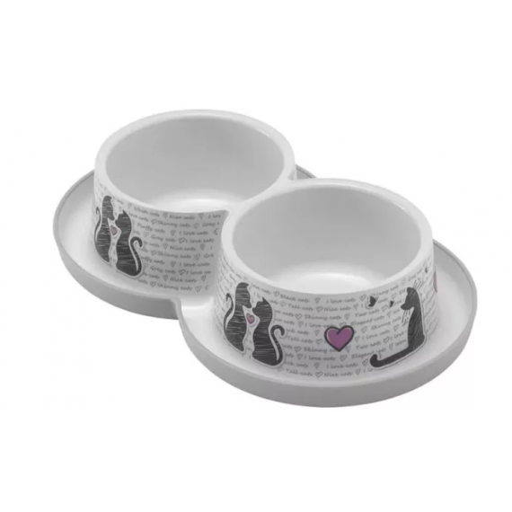 Gamelle double "Cats In Love" - Flamingo Pet Products