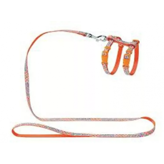 Harnais chat "Seventies" orange en nylon - Hunter