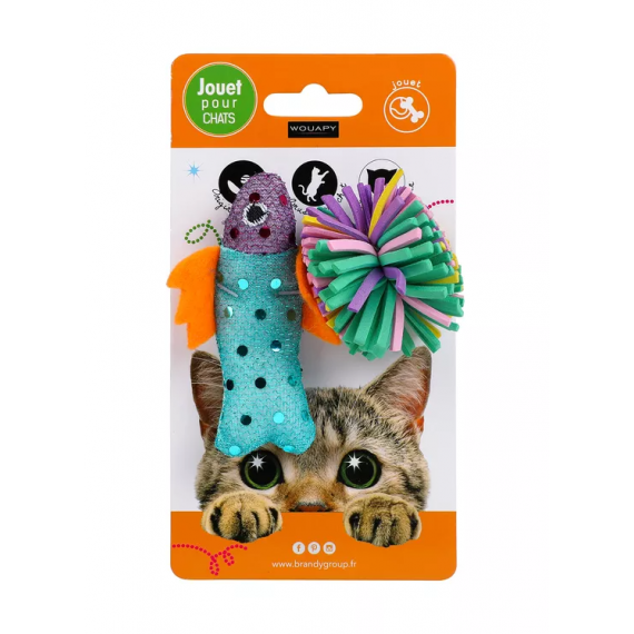 Jouet pour chat "Poisson" en tissu + balle - Wouapy