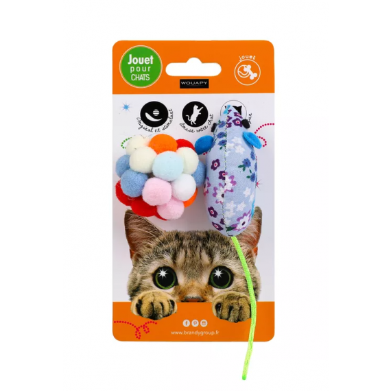 Jouet pour chat "Souris Fun" + balle boules - Wouapy