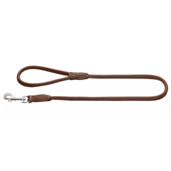 Laisse cuir "Round & Soft" marron foncé - Hunter