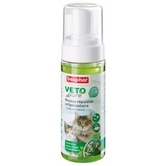 Mousse répulsive antiparasitaire chat "Vetopure" 150 ml - Beaphar