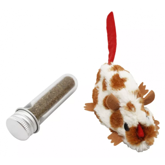 Peluche pour chat "Souris" + tube herbe à chat - Anka